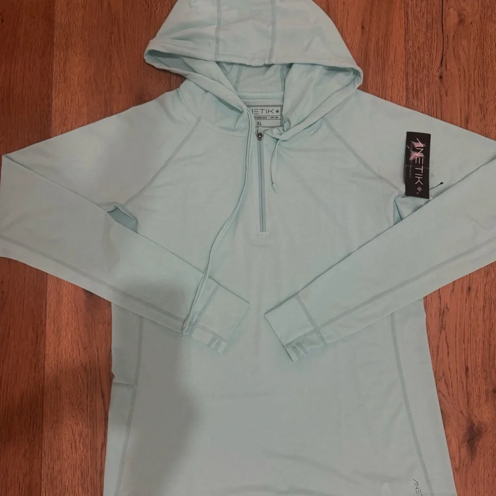 ANETIK Breeze Tech Hoody Seafoam Heather Surf Fish Outdoors $75 - Picture 11 of 11